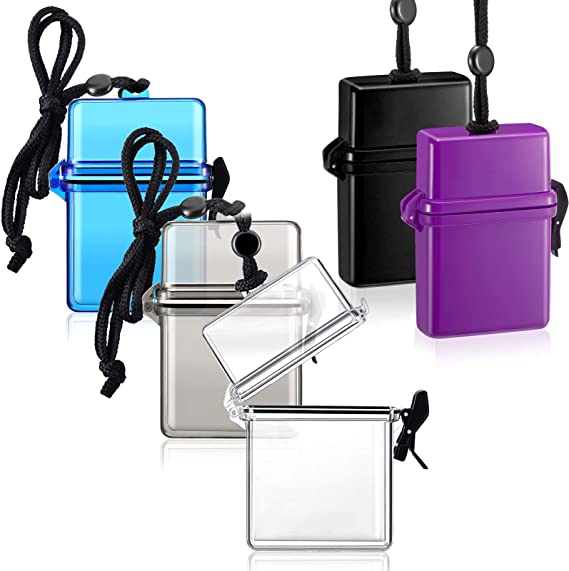 5 Pieces Waterproof ID Card Badge Holder Floating Sports Case Locker Vertical Badge Holders with Hanging Ring and Rope for ID Card Credit Card and Other Small Items Locker Supplies(5 Colors)