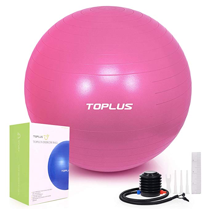 TOPLUS Exercise Ball (Multiple Sizes) Thick Yoga Ball Chair for Fitness, Stability, Balance, Pilates - Anti Burst Supports 2200lbs - Includes Quick Pump & Professional Guide