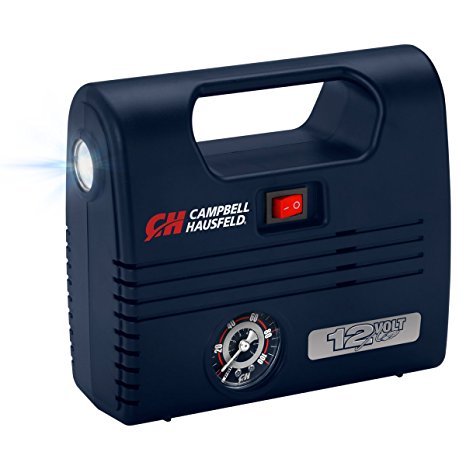 Portable 12 Volt Inflator, Ball & Tire Compressor, LED Light, 100 PSI w/ Nozzles (Campbell Hausfeld AF010600)