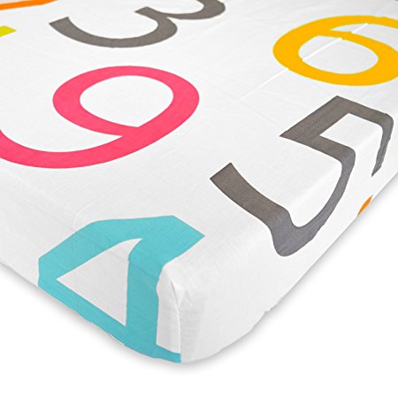 Colorful Numbers 1 to 9 - Cotton Polyester Fitted Crib Sheet - Soft Nursery Bedding for Boys / Girls - TOP QUALITY Infant & Toddler Bed Sheets for Christmas and Baby Shower Gift by Cuddly Cubs