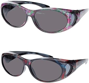 Pink Ribbon Shades 2 Pair Polarized Sunglasses Fit Over Wear Over Reading Glasses Oval Cover Lens Sunglasses