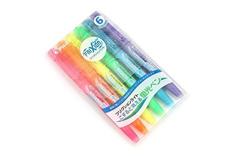 Pilot Frixion Light Fluorescent Ink Erasable Highlighter Pen - 6 Color set /Value set Which Attached the Eraser Only for Friction