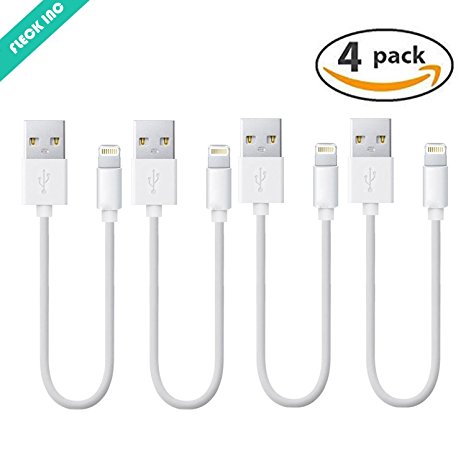 FLECK Lightning to USB Cable Apple Lightning Cable for all Apple Lightning devices, Short 0.2m/8.5in Perfect for Multi Ports USB Charging Station (4-pack)