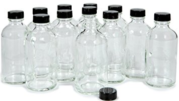 Vivaplex, 12, Clear, 4 oz Glass Bottles, with Lids