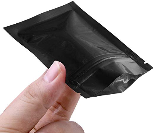 100PCS Wholesale Smell Proof Ziplock Bags Black Matte Aluminum Foil Mini Medium Large Size Mylar Foil Heat Sealable Sample Bags for Weed Beans Coffee Food Safe (3oz)