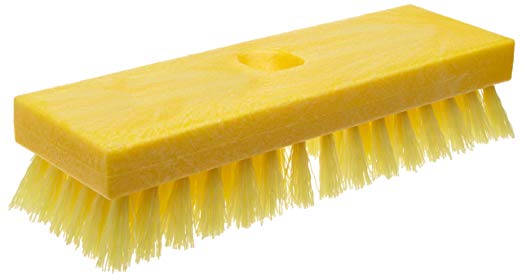 Rubbermaid Commercial FG9B3600YEL Plastic Block Deck Brush with Threaded Handle Hole, Polypropylene Fill, Yellow