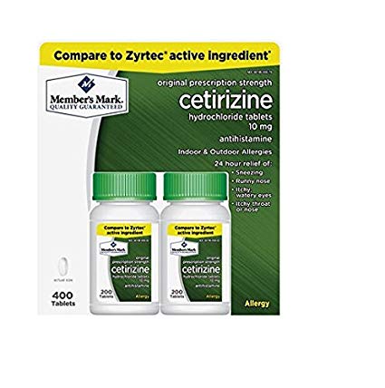 Member's Mark Cetirizine Hydrochloride 10mg Antihistamine 400 Tablets - Formerly Known as Simply Right