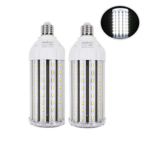 35W Super Bright LED Corn Light Bulb for Garage, E26 High Output 3500Lm 6500K Daylight LED Corn Bulb 300 Watt Equivalent, for Backyard Basement Barn Workshop Outdoor Large Area(2 Pack)