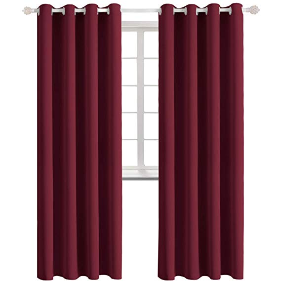 BGment Blackout Curtains Eyelet Thermal Insulated Super Soft Draperies Room darkening Window Treatment Curtain for Livingroom Bedroom,2 panels (W46 X L72 Inch,Dark Red)