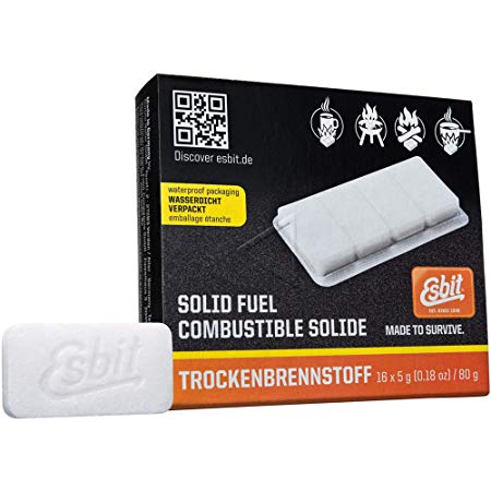 1300-Degree Smokeless Solid Fuel Tablets for Hobby, Outdoor, and Emergency Use, 16 Pieces Each 5g