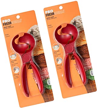 2 Pack Smart Ice Cream Scoop Scoopers Set By Profreshionals Non Stick Cast Aluminum Metal (Red)