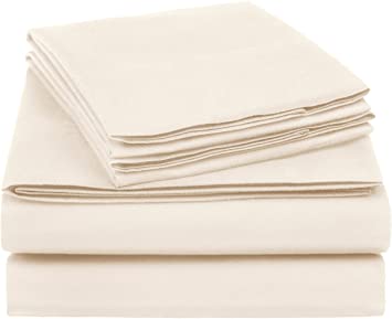 AmazonBasics Essential Cotton Blend Bed Sheet Set, Full, Beige