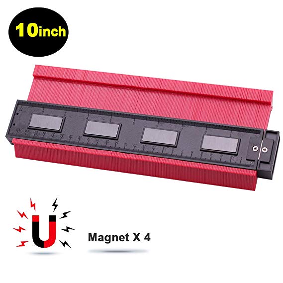 10in Contour Gauge Edge Shaping Measure Ruler Contour Duplicator for Tiling Laminate Woodworking Practical Tool (RED-10IN)