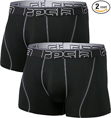 Tesla Men's Relaxed Stretch 3" Open-Fly Cool Dry Brief Mesh Underwear Trunk (2-Pack) MBU01