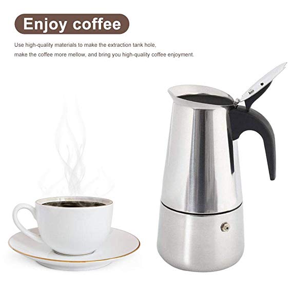 AOLVO Stovetop Espresso Maker, Italian Polished Stainless Steel Moka Coffee Pot with Permanent Filter and Heat Resistant Handle for Home Office