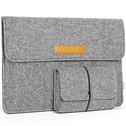 JSVER Laptop Sleeve Case Cover for 15 Inch MacBook Pro Retina, Dell XPS 15 and UltraBook of up to 15.4 Inch Laptop Bag, Felt Grey