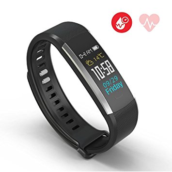 Jarv Run-Fit PRO Activity Tracker Bluetooth Smartwatch Fitness Band for iPhone or Android w/OLED Display, 7 Day Battery, Blood Pressure & Heart Rate Monitor - Black