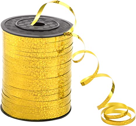 500 Yards Golden Crimped Curling Ribbon Shiny Metallic Balloon Roll for Gift Box Wrapping Ribbon Florist Flowers Decoration ,Church Stage Design,Party Decorations, Festival Art Craft Decor