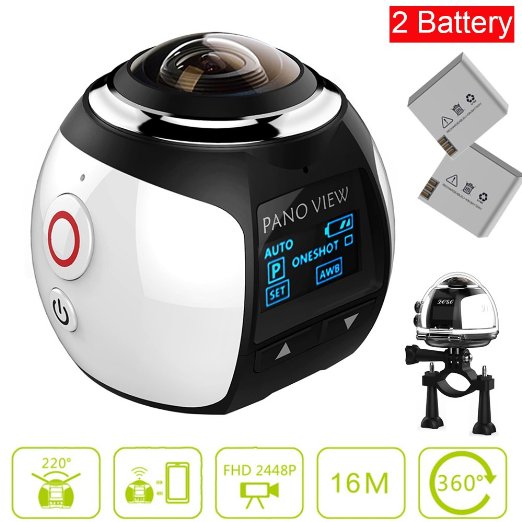2016 New GBD Wireless 360 Degree Panoramic Camera 3D VR Action Sports Camera Wifi 16MP 4K HD 30fps Waterproof 230° Large Lens Mini DV Player
