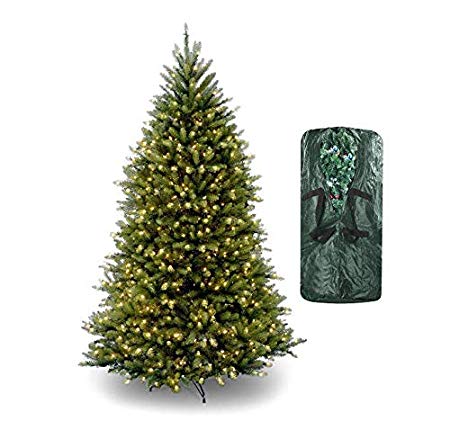 National Tree 7.5 Foot Carolina Pine Tree with Flocked Cones and 750 Clear Lights, Hinged (CAP3-306-75) (6.5 ft, Multi Lights)