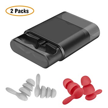 MoKo Noise Cancelling Ear Plugs for Sleeping, (2 Pack) Soft Reusable Ear Plugs Hearing Protector Noise Reduction Waterproof Earplug for Sleeping Snoring Swimming Concerts Work Studying