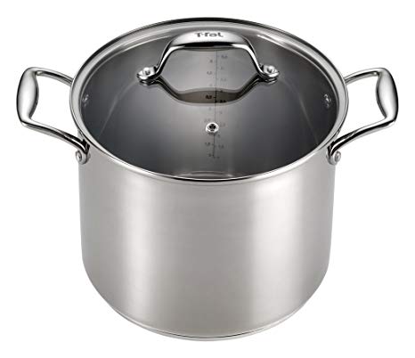 T-fal H80081 Performa X Stainless Steel Dishwasher Safe Oven Safe Stockpot Cookware, 8-Quart, Silver