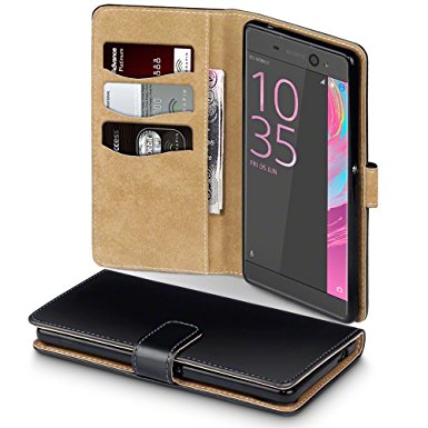 Xperia XA Ultra Case - Terrapin Sony Xperia XA Ultra Leather Wallet Case - Card Slots - Bill Compartment - Magnetic Closure - Premium PU Leather - Black with Tan Interior