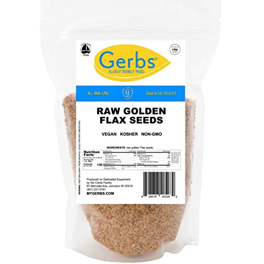Raw Golden Flax Seeds, 4 LBS - Top 14 Food Allergy Free & NON GMO by Gerbs - Vegan, Keto Safe & Kosher - Grown in Canada
