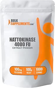 BulkSupplements.com Nattokinase Powder - Natto Powder, Nattokinase Supplement, Nattokinase 4000 FU - Sourced from Natto Extract, 100mg per Serving, 100g (3.5 oz) (Pack of 1)