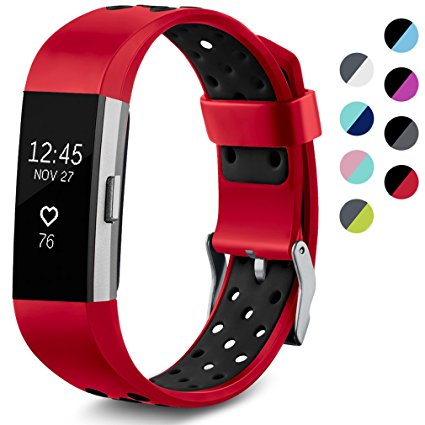 Maledan Replacement Sport Bands With Air Holes for Fitbit Charge 2