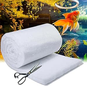 UBeesize Aquarium Filter Media Floss, 6 ft Cut to Fit Pond Filters for Outdoor Ponds and Fish Tank, High Efficiency Aquarium Filter Material, No Dye and Reusable Filter Floss