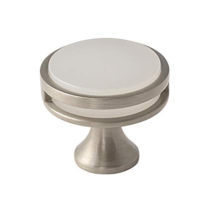 Amerock BP36608G10FA Oberon 1-3/8 in (35 mm) Diameter Satin Nickel/Frosted Cabinet Knob