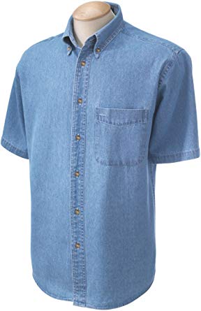 Harriton mens Short-Sleeve Denim Shirt (M550S)