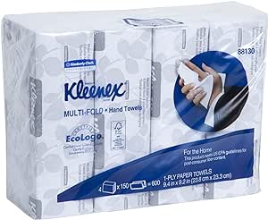 Kleenex(R) Multifold Hand Towels, 150 Towels/Sleeve, Pack of 4 Sleeves, 150 Count (Pack of 4)