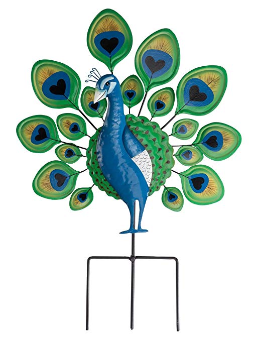 Miles Kimball 351105-840853128458 Maple Lane Creations Peacock Lawn Stake, One Size Fits All