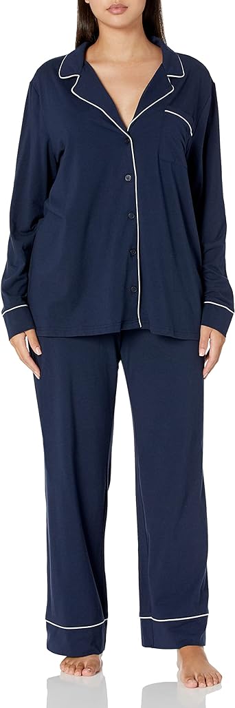 Amazon Essentials Womens Cotton Modal Long Sleeve Shirt Full Length Pant Pajama Set