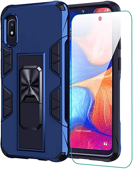 for Samsung Galaxy A10e Case A10E Phone Case with Screen Protector Dual Layer Soft Flexible TPU Hard Shell Military Grade Full-Body Rugged with Kickstand Car Mount Protective Cover Cases (Blue)