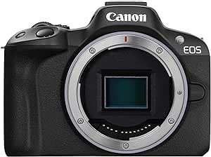 Canon EOS R50 Appareil Photo (Hybride APS-C 24M Pixels, 15 im/Sec, CMOS AF Dual Pixel, vidéo 4K/30p, WiFi) sans Objectif, Noir