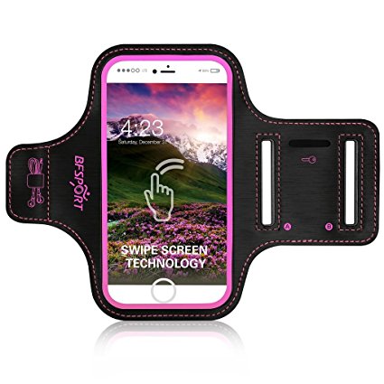 Sports Cell Phone Armband - Water Resistant Running Armband for iphone 8 Plus,7 Plus,6 Plus,6s Plus- Workout Band for 5.5inch Smartphone (5.5''Rose Red)