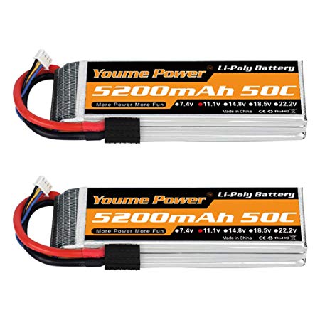 Youme Power 3S Battery Lipo,2 Packs 11.1v Lipo Battery 5200mAh with TRX Plug for Traxxas RC Car / Truck, Boat,Drone,Buggy,Truggy,RC Helicopter, RC Airplane,UAV, FPV (Short)