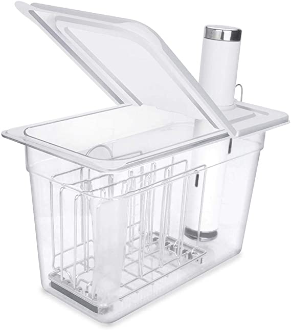 EVEREI 7 Quart Sous Vide Container with Rack and Collapsible Hinged Lid for Breville Joule