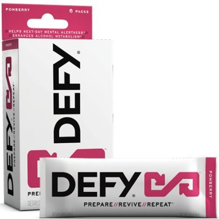 DEFY for Hangovers & Liver Support, Electrolyte Powder, Milk Thistle, NAC Cysteine, Vitamin B12, B6, Antioxidants C, D, E Blend; Sugar-free Pomberry Flavor; 6 Pack