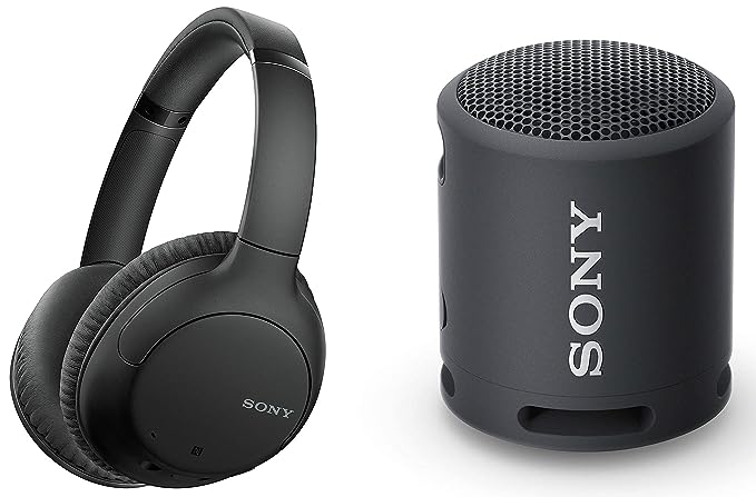 Sony WH-CH710N Active Noise Cancelling Wireless Headphones Bluetooth Over The Ear Headset with Mic, Black & Srs-Xb13 Wireless Extra Bass Portable Compact Bluetooth Speaker (Black), Small