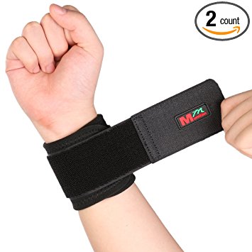 2 PCS Adjustable Wrist Support Breathable Neoprene Wrist Brace Strap Compression Pad for Men and Women Working out Wrist Pain Sprain Tendonitis, One Size (Black)