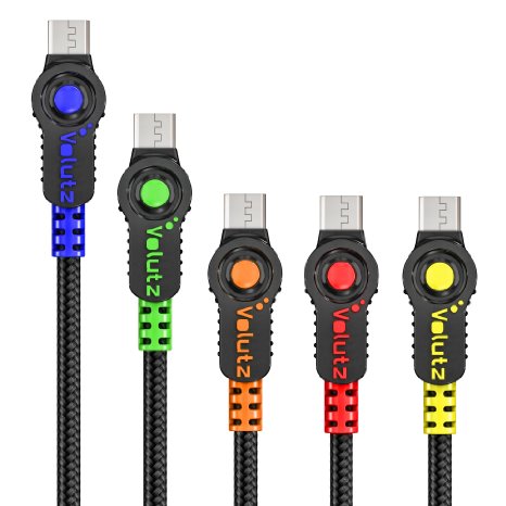 Volutz Equilibrium Series Nylon Braided Micro-USB to USB Cable - Assorted Lengths 10 Feet 65 Feet 3X 33 Feet Pack of 5
