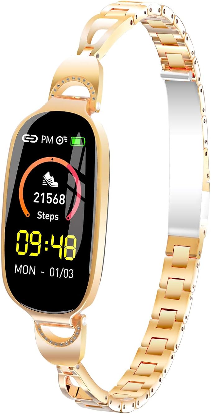 AOCKS F18 Smart Watch Bracelet Fitness Tracker IP68 Waterproof Smart Bracelet Reminder Sleep Monitoring Exercise Step for Women (Silver)