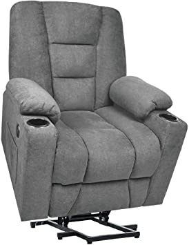 Maxxprime Upgraded Electric Power Lift Recliner Chair Sofa for Elderly, Comfortable, Premium Thickened Fabric, 3 Positions, 2 Side Pockets & Cup Holders, Dual USB Ports (Grey)