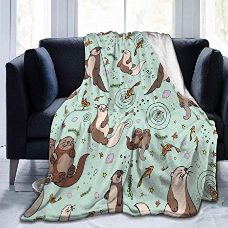 Sea Otters Flannel Fleece Blanket Soft Warm Fleece Throw Blanket Premium Durable Sofa Blanket Comfortable Lightweight Plush Throw Blanket for Office Home Bed