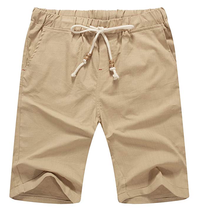 ZYFMAILY Men's Linen Casual Classic Fit Drawstring Summer Beach Shorts