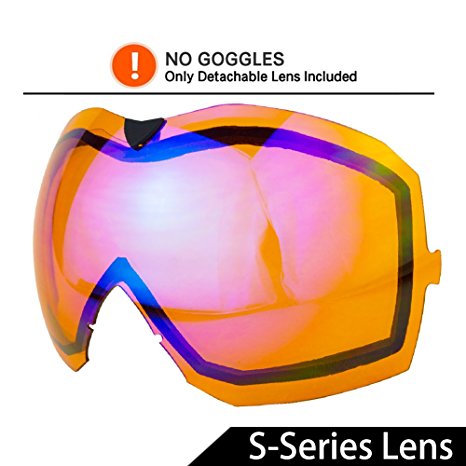 WACOOL Multicolor Professional Snowmobile Snowboard Skate Ski Goggles with Detachable Double Lens Anti-fog Extra-large Spherical Lens, Helmet Compatible, Over the Glass, UV400